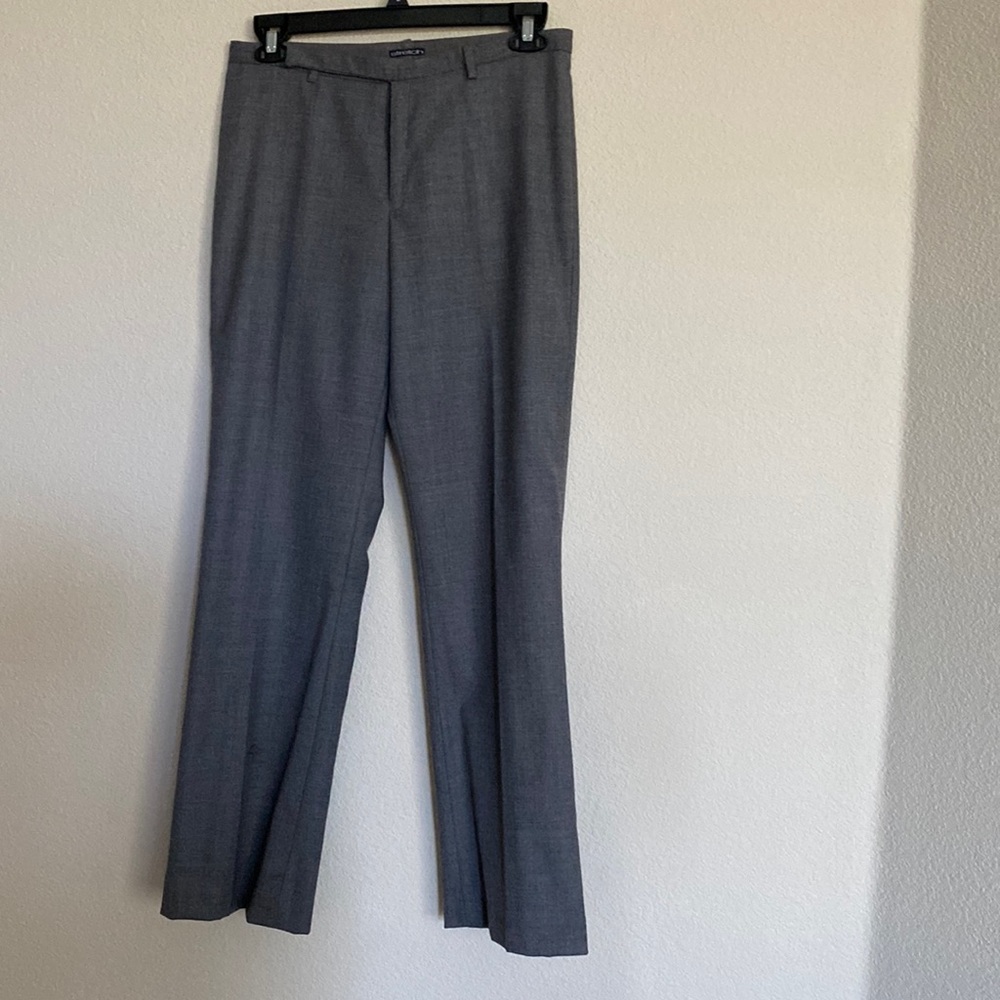 Grey wool tab front trousers
